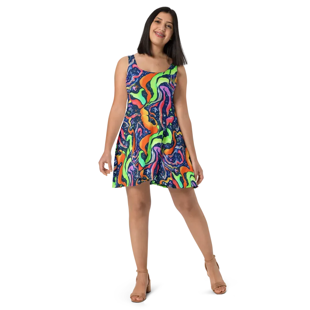 Psychedelic Flow on Skater Dress — Front