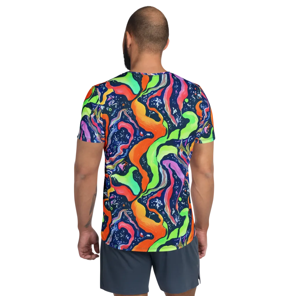 Psychedelic Flow on Men's Athletic T-Shirt — Back