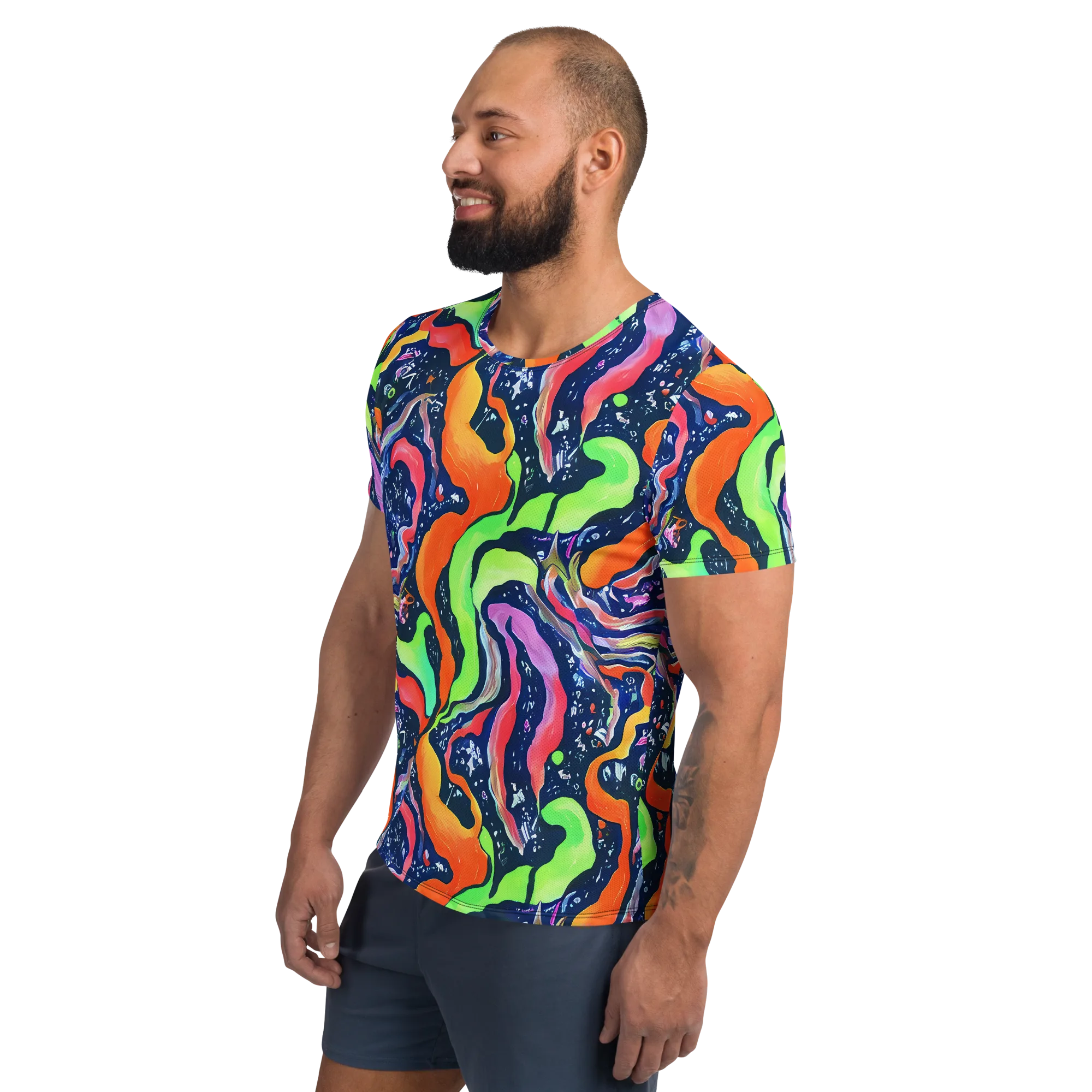 Psychedelic Flow on Men's Athletic T-Shirt — Left