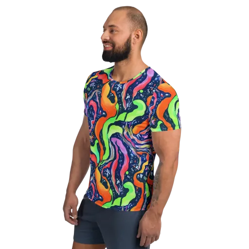 Psychedelic Flow on a Men's Athletic T-Shirt