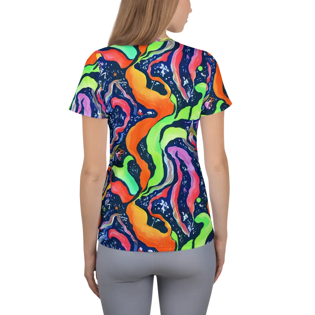 Psychedelic Flow on Women's Athletic T-Shirt — Back