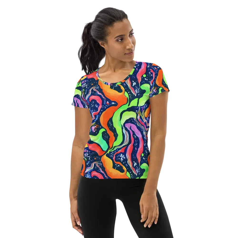 Psychedelic Flow on Women's Athletic T-Shirt — Front