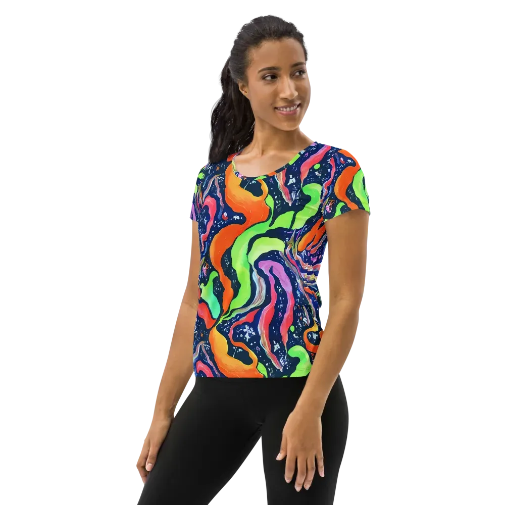 Psychedelic Flow on Women's Athletic T-Shirt — Left