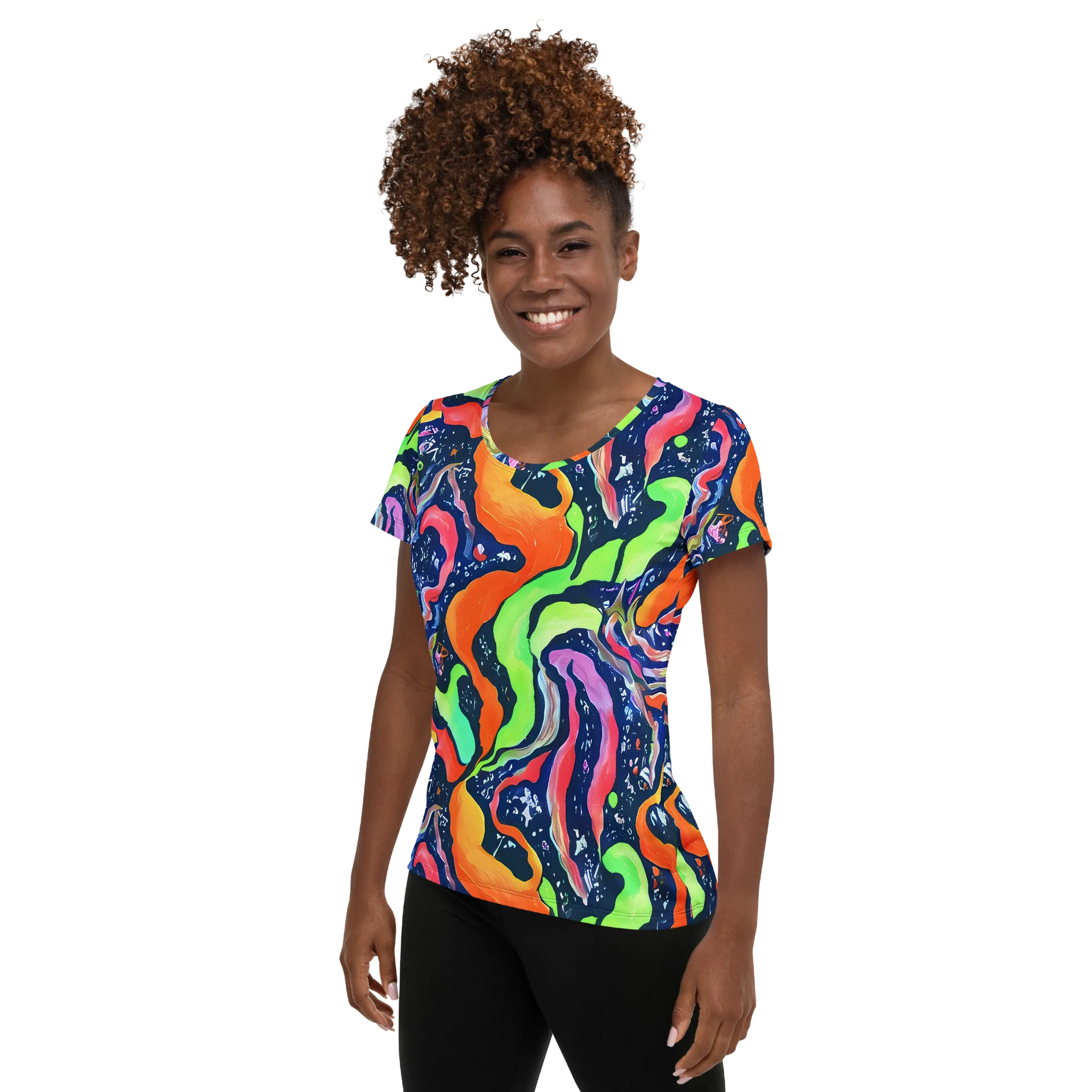 Psychedelic Flow on Women's Athletic T-Shirt — Left