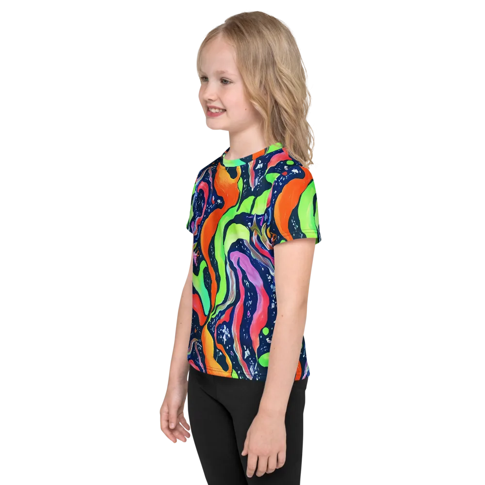 Psychedelic Flow on Kids Crew Neck T-Shirt — Left