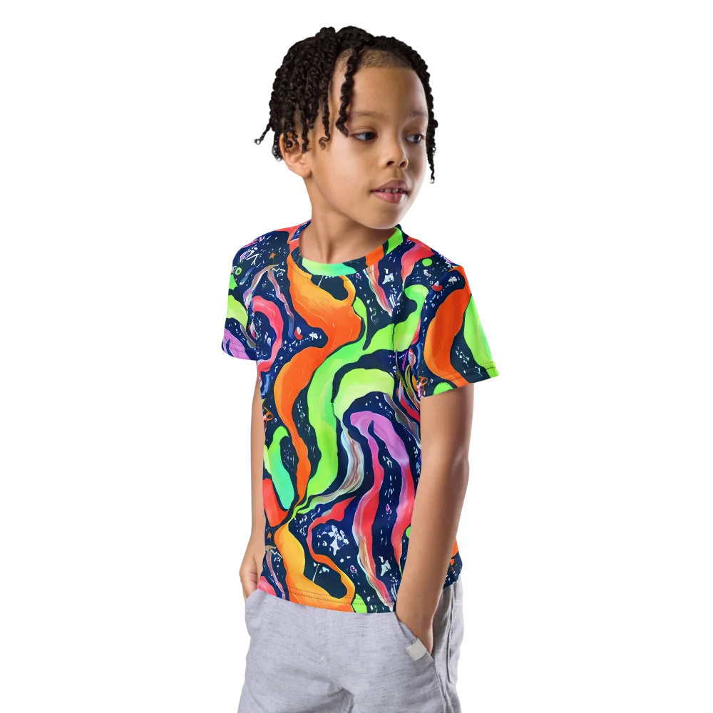 Psychedelic Flow on Kids Crew Neck T-Shirt — Left Front