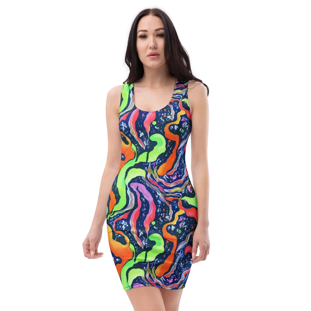 Psychedelic Flow on Bodycon Dress — Front