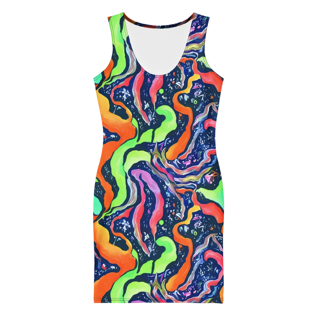 Psychedelic Flow on Bodycon Dress — Front