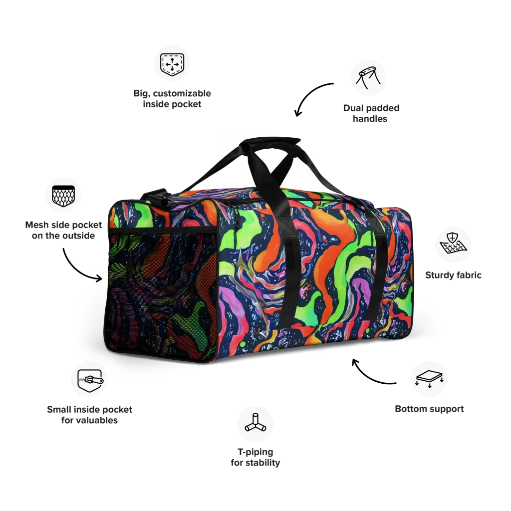 Psychedelic Flow on Duffle Bag — Right Front
