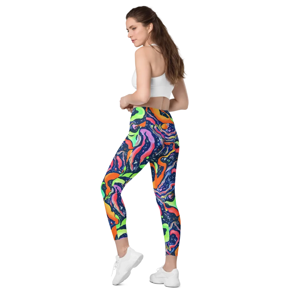 Psychedelic Flow on Leggings with Pockets — Left Back