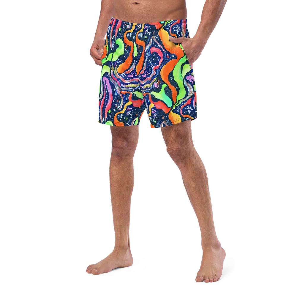 Psychedelic Flow on Swim Trunks — Left Front