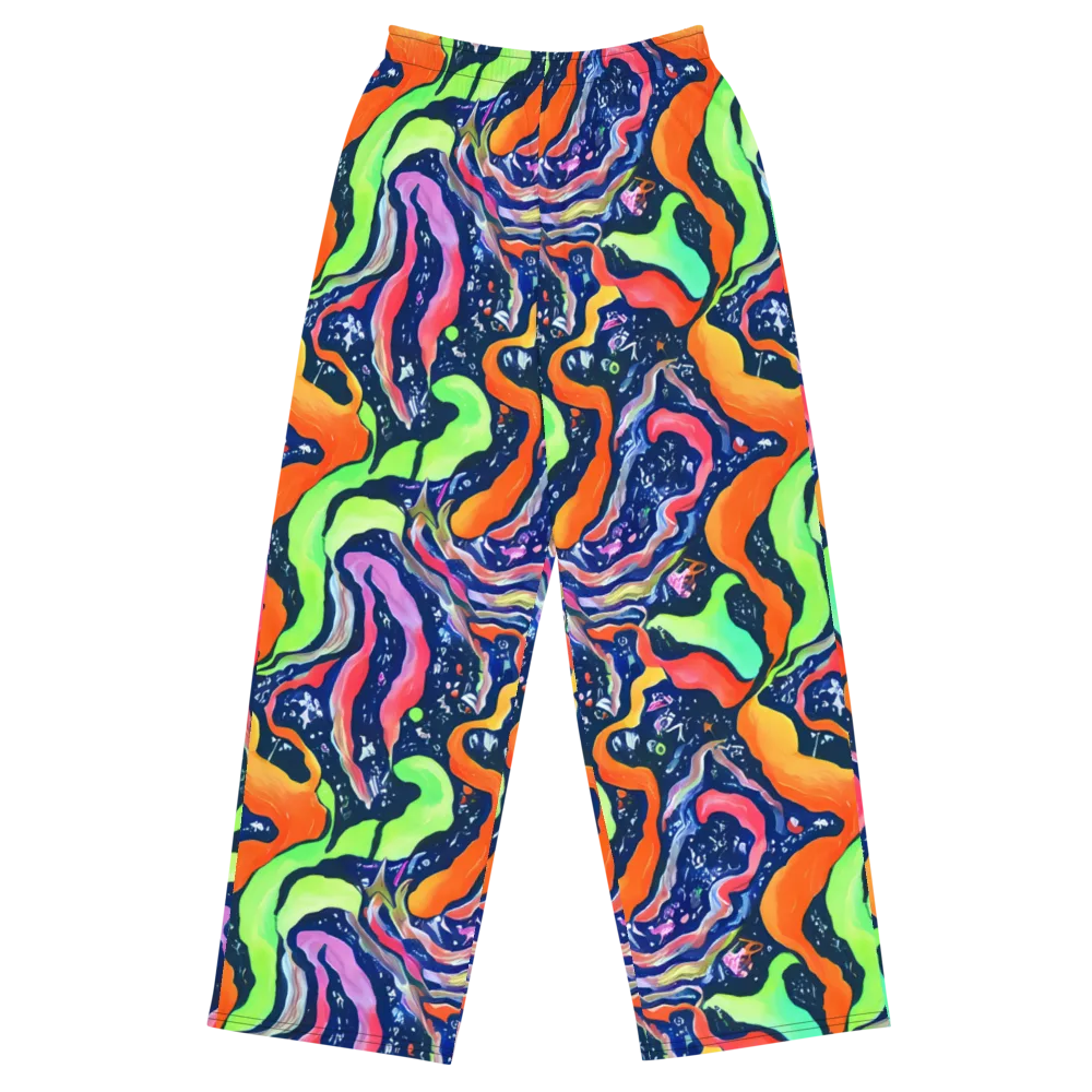 Psychedelic Flow on Wide-Leg Pants — Front