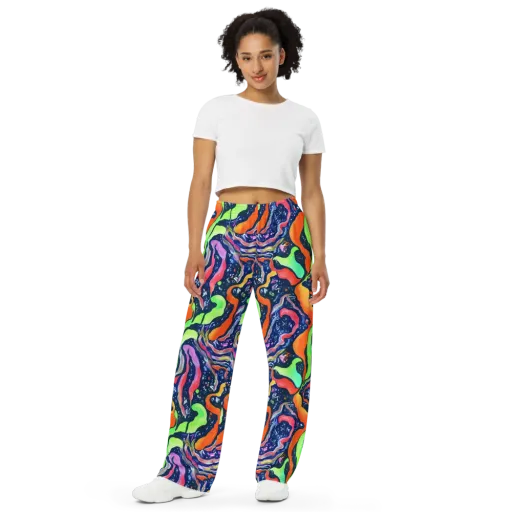 Psychedelic Flow on a Wide-Leg Pants
