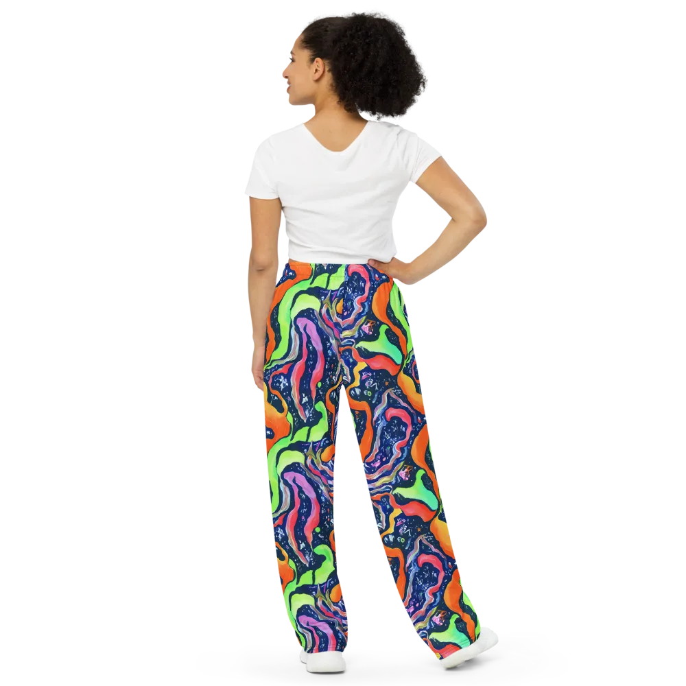 Psychedelic Flow on Wide-Leg Pants — Back