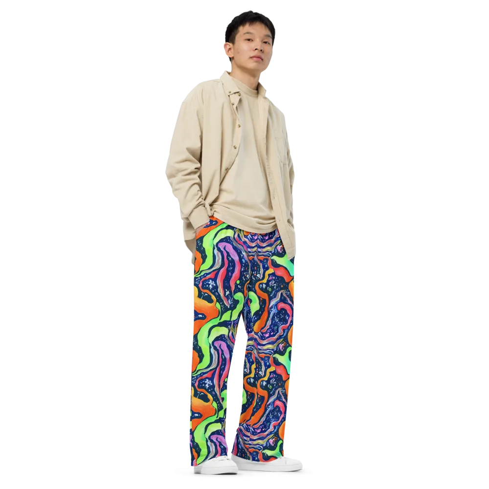 Psychedelic Flow on Wide-Leg Pants — Right Front