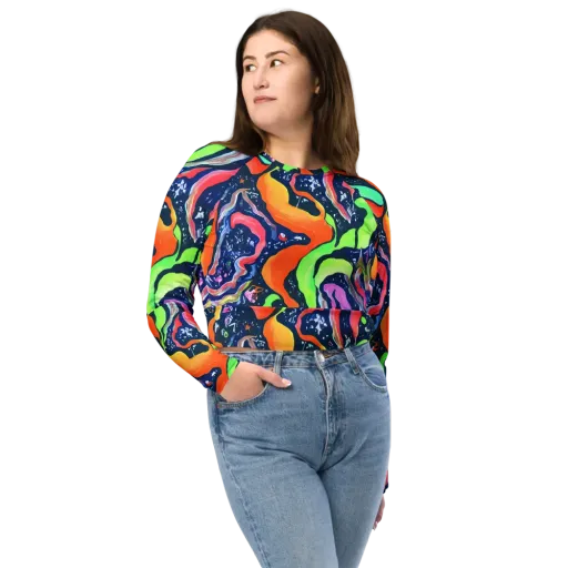 Psychedelic Flow on a Long Sleeve Crop Top