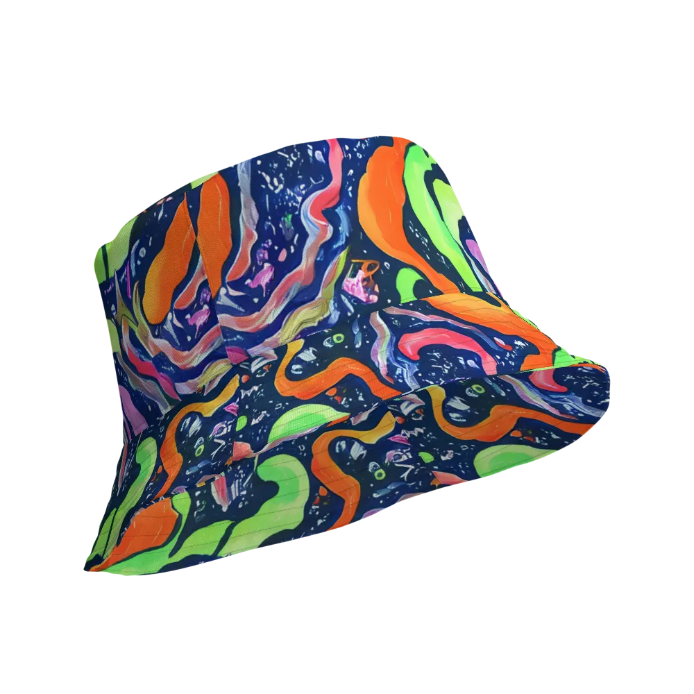 Psychedelic Flow on Reversible Bucket Hat — Product details Outside