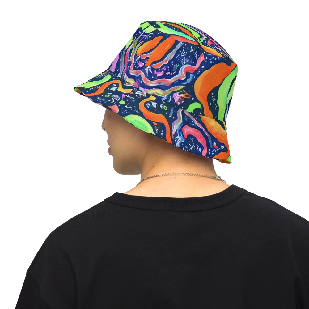 Psychedelic Flow on Reversible Bucket Hat — Back Inside