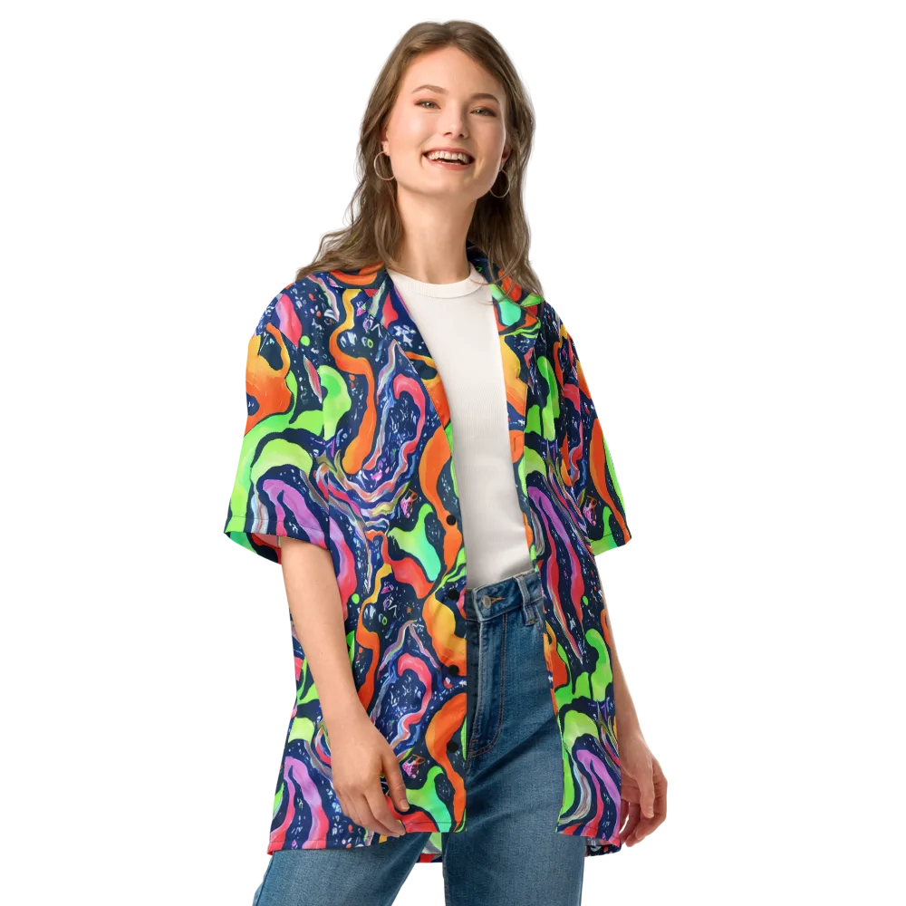 Psychedelic Flow on Button Shirt — Front