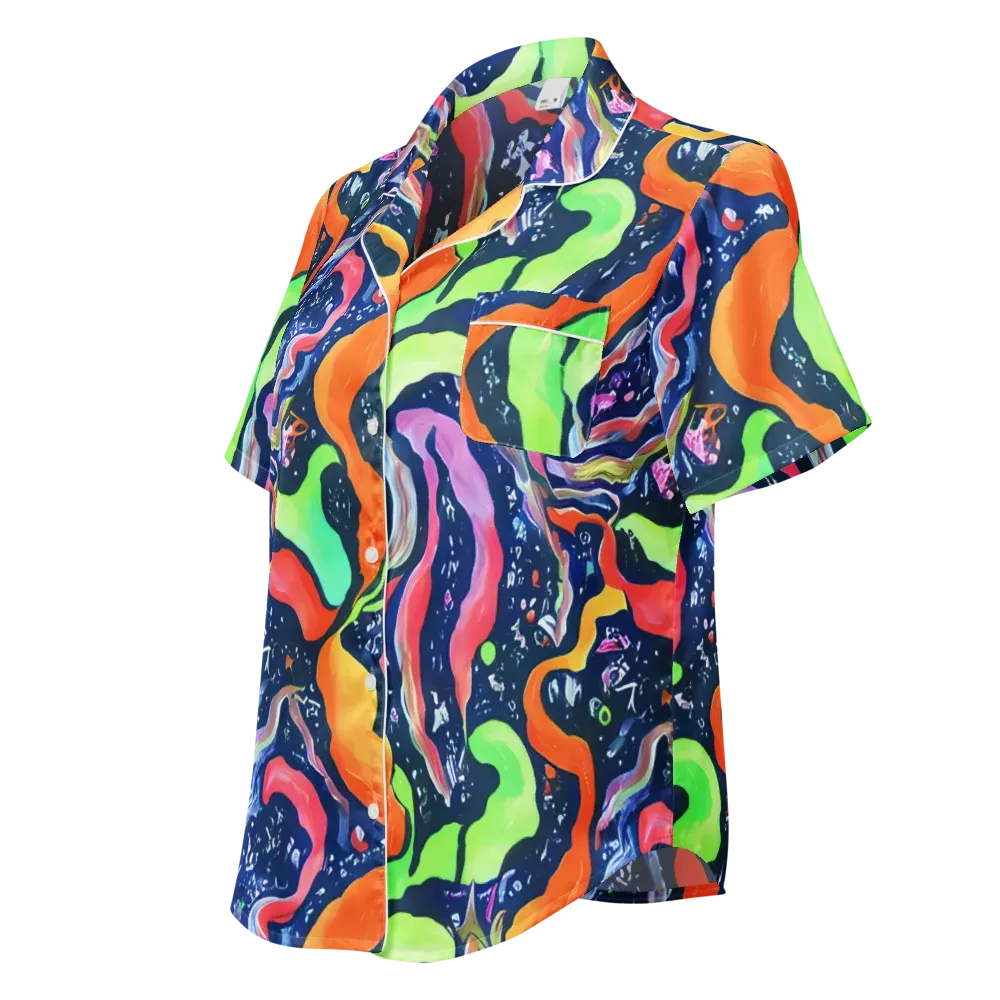 Psychedelic Flow on Women's Short Sleeve Pajama Top — Left Front
