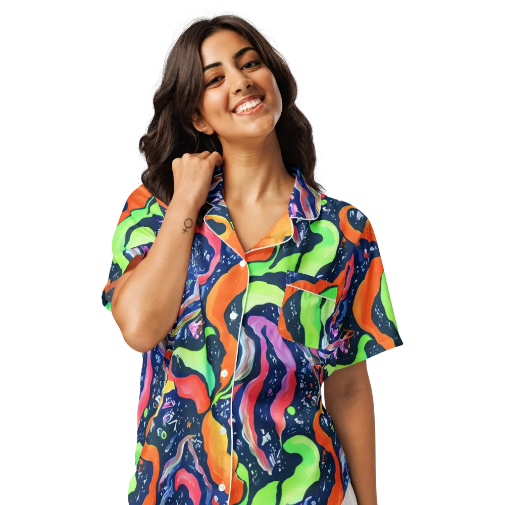 Psychedelic Flow on Women's Short Sleeve Pajama Top — Front