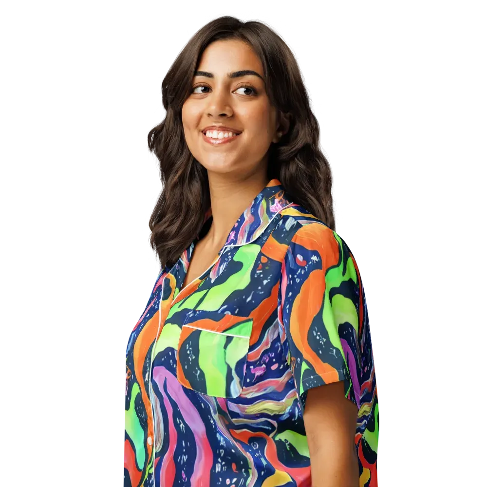 Psychedelic Flow on Women's Short Sleeve Pajama Top — Left Front