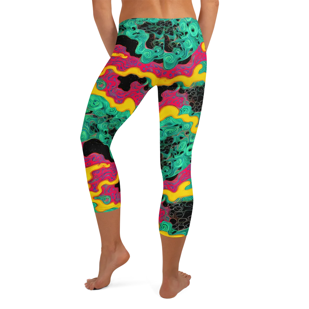 Electric Malachite on Capri Leggings — Back