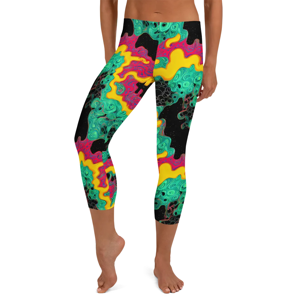 Electric Malachite on Capri Leggings — Front