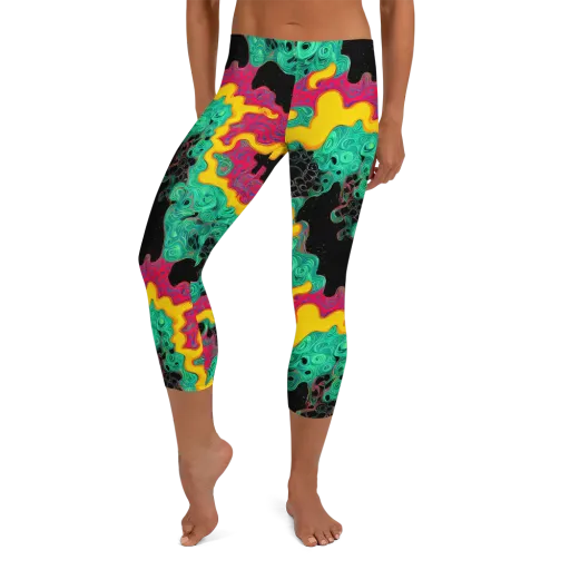 Electric Malachite on a Capri Leggings