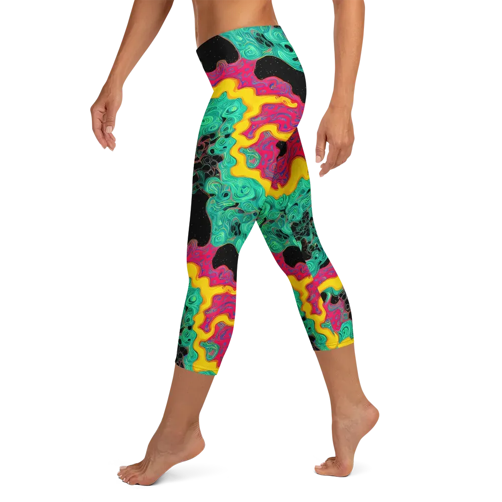 Electric Malachite on Capri Leggings — Left
