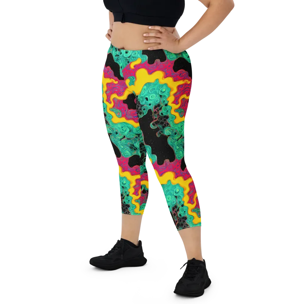 Electric Malachite on Capri Leggings — Front