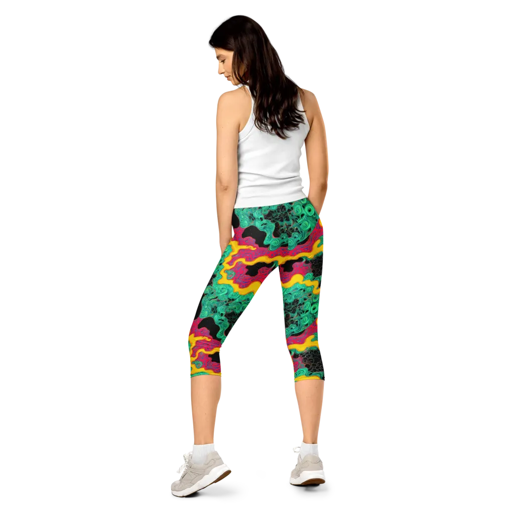 Electric Malachite on Capri Leggings — Back