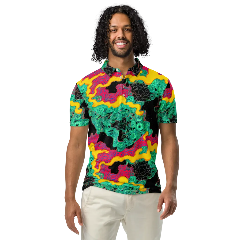 Electric Malachite on Men's Slim Fit Polo Shirt — Front