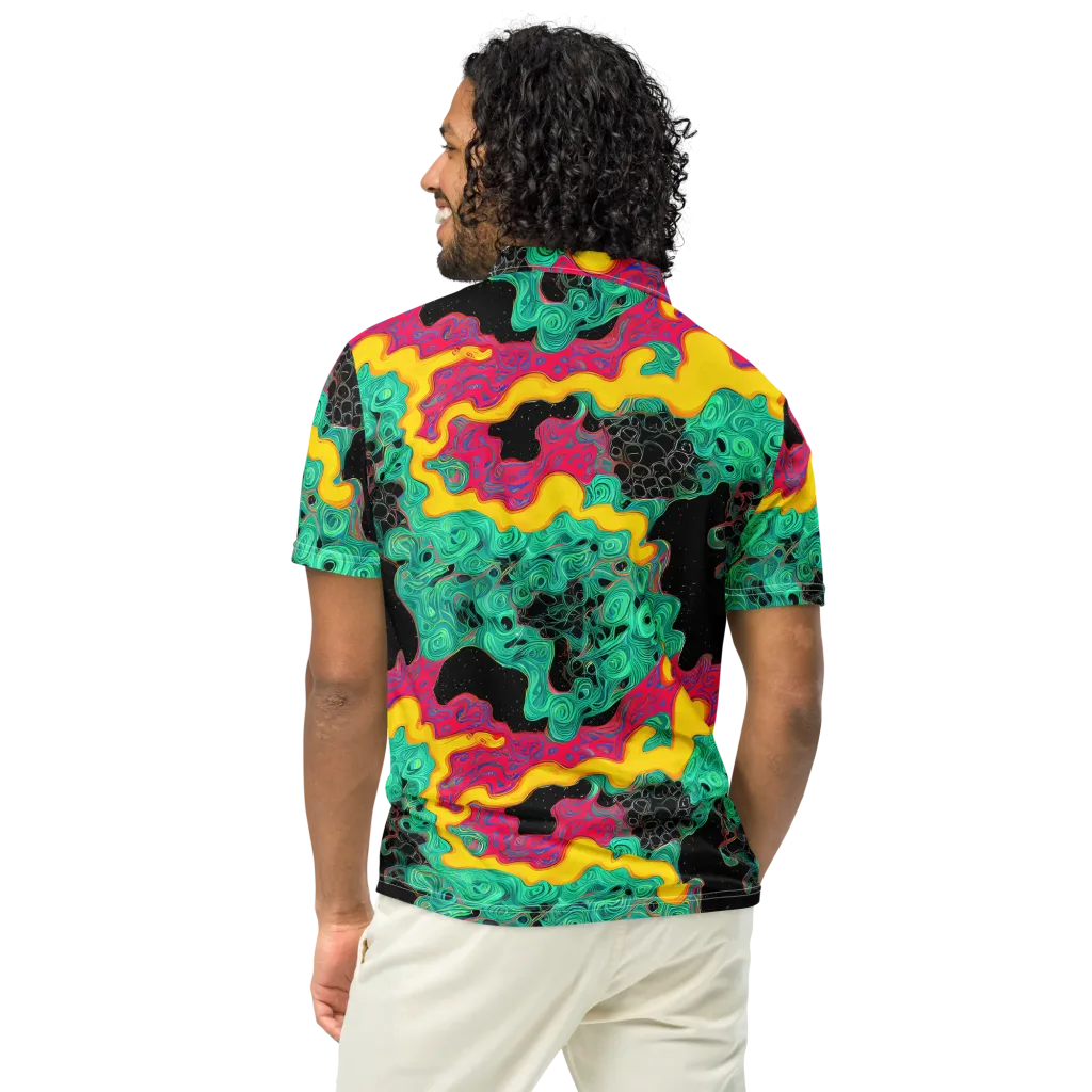 Electric Malachite on Men's Slim Fit Polo Shirt — Back