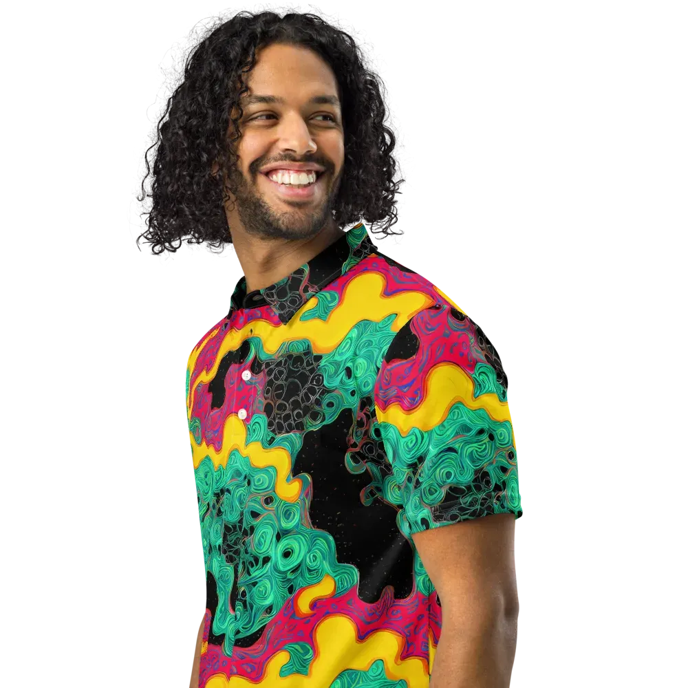 Electric Malachite on Men's Slim Fit Polo Shirt — Left Front
