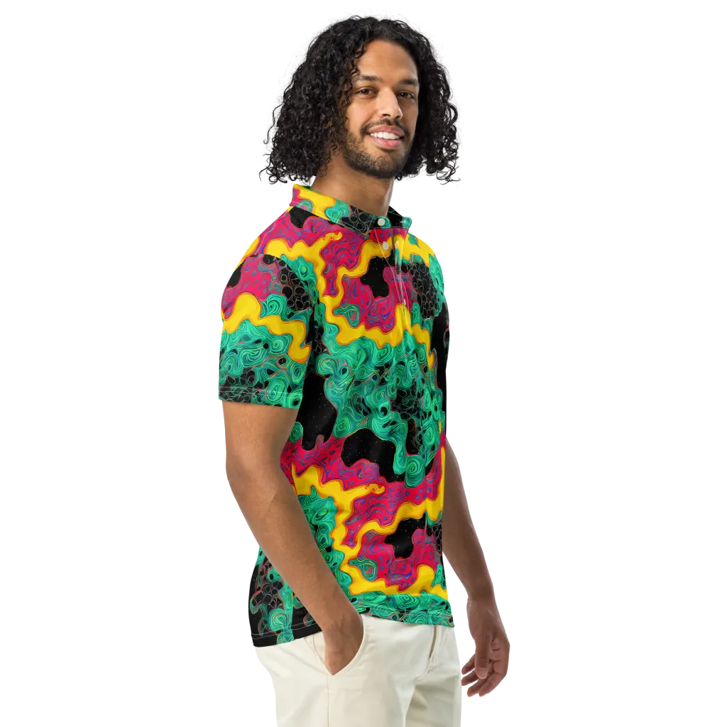 Electric Malachite on Men's Slim Fit Polo Shirt — Right Front
