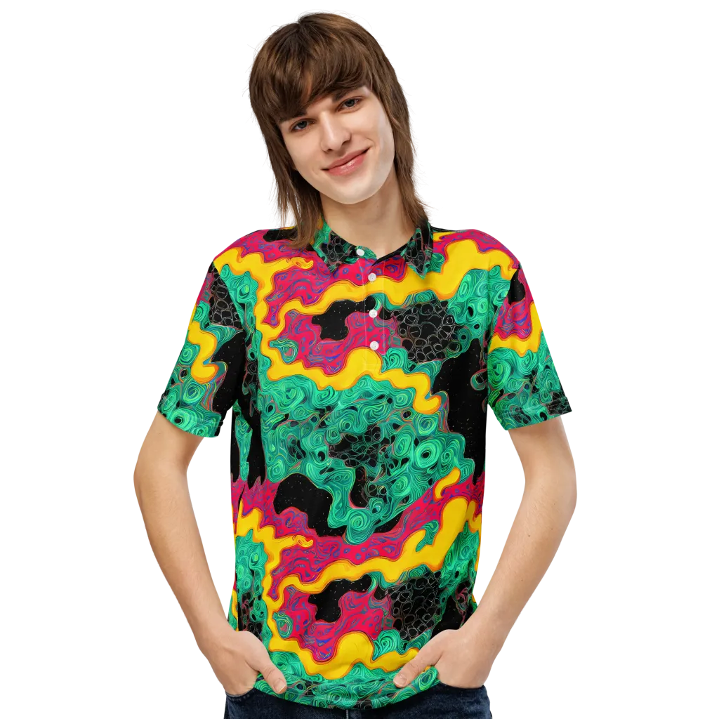 Electric Malachite on Men's Slim Fit Polo Shirt — Front