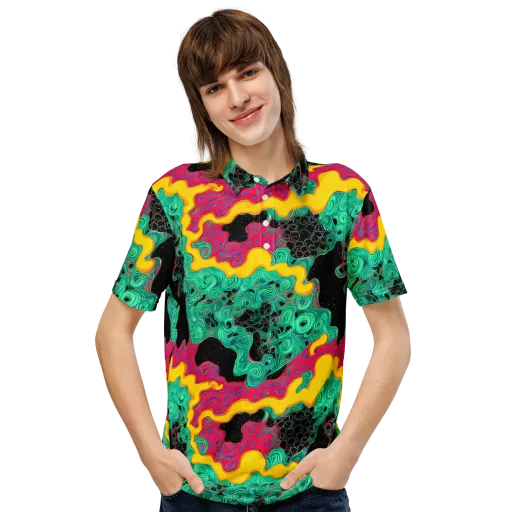 Electric Malachite on a Men's Slim Fit Polo Shirt