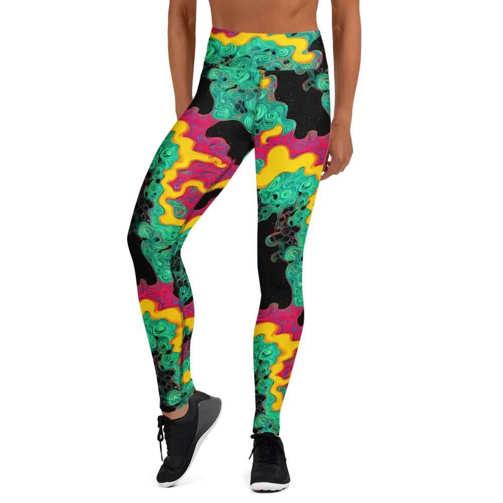 Electric Malachite on Yoga Leggings — Front