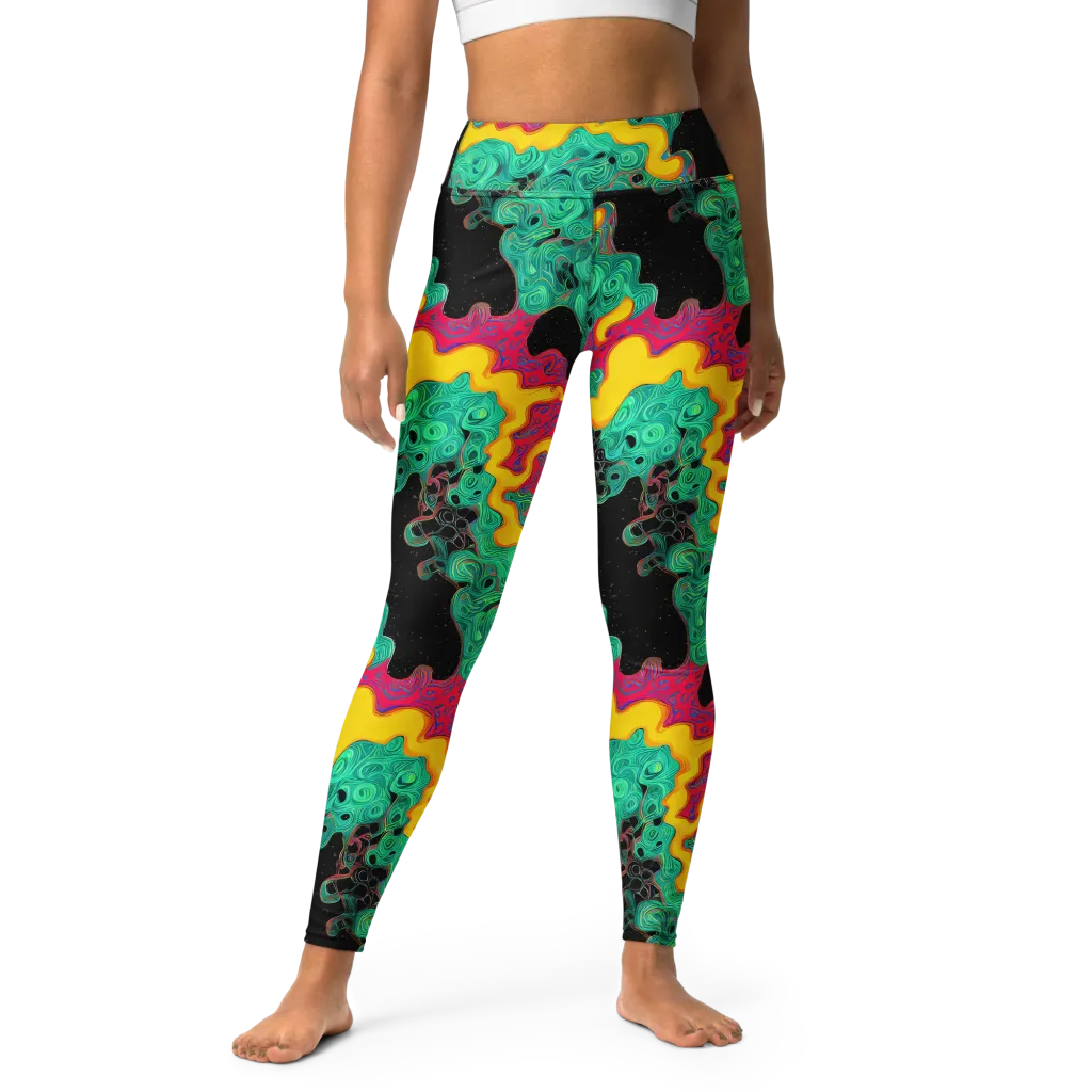 Electric Malachite on Yoga Leggings — Front