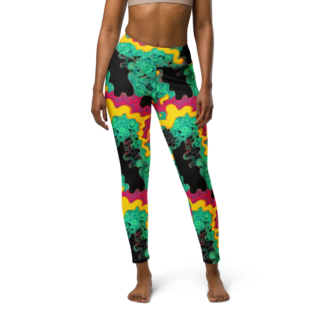 Electric Malachite on Yoga Leggings — Front