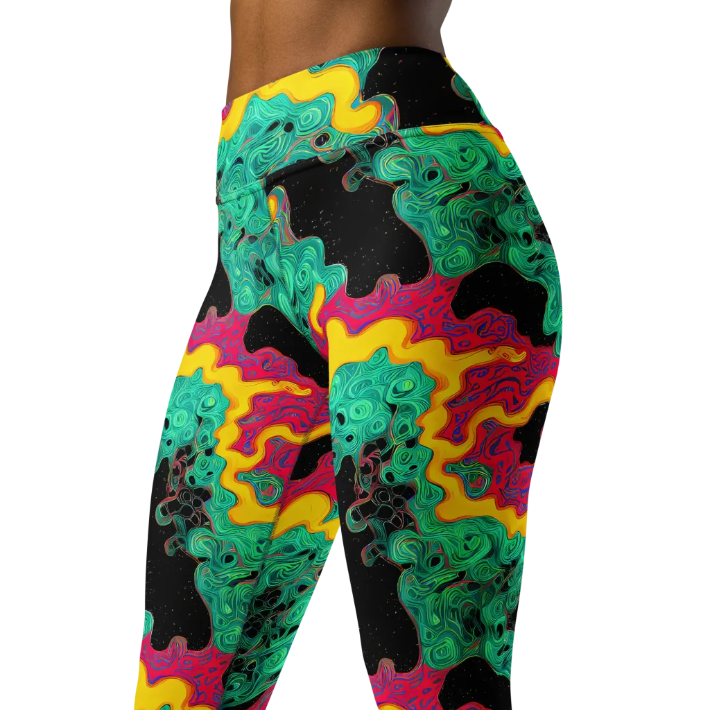 Electric Malachite on Yoga Leggings — Left Front