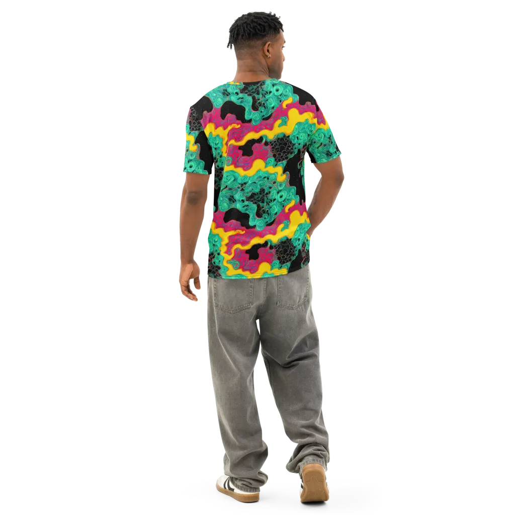 Electric Malachite on Men's Cotton Crew Neck T-Shirt — Back