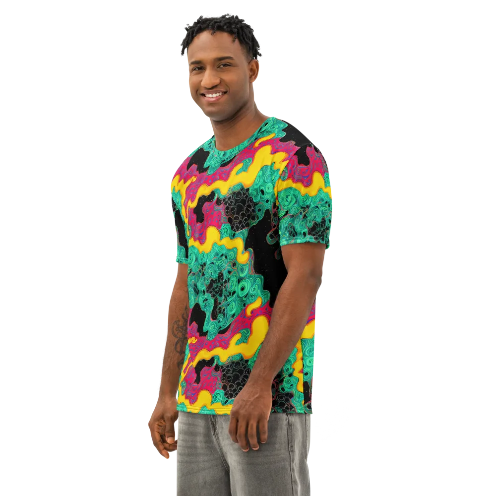 Electric Malachite on Men's Cotton Crew Neck T-Shirt — Left Front
