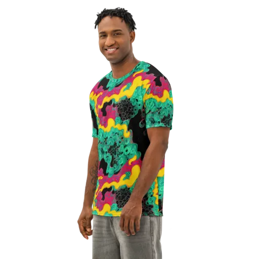 Electric Malachite on a Men's Cotton Crew Neck T-Shirt