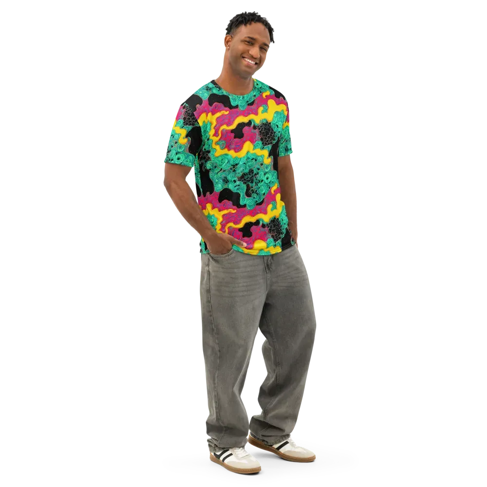 Electric Malachite on Men's Cotton Crew Neck T-Shirt — Right Front