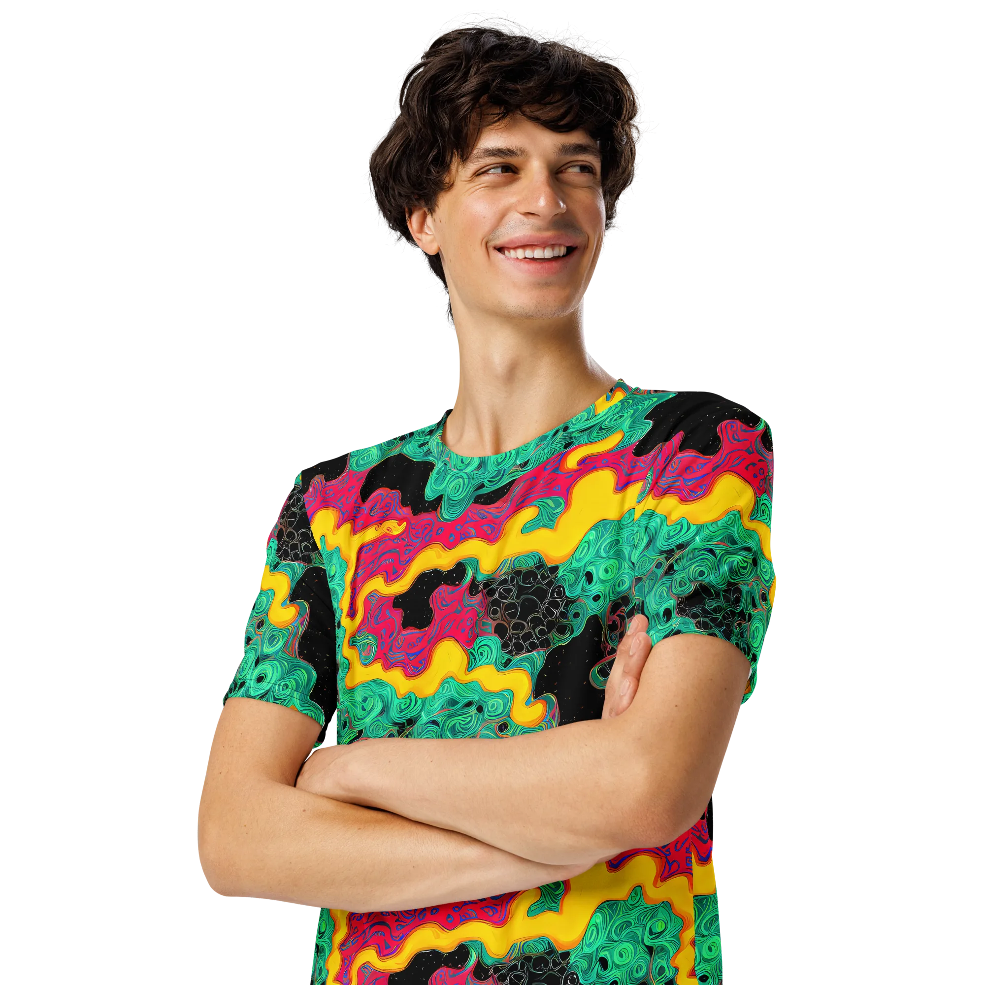 Electric Malachite on Men's Crew Neck T-Shirt — Left Front