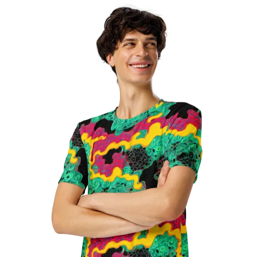 Electric Malachite on a Men's Crew Neck T-Shirt