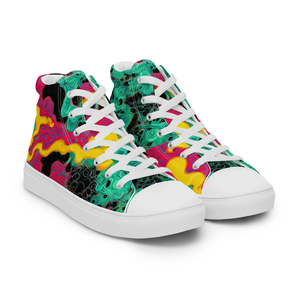 Electric Malachite on Men's High Top Canvas Shoes — Right Front