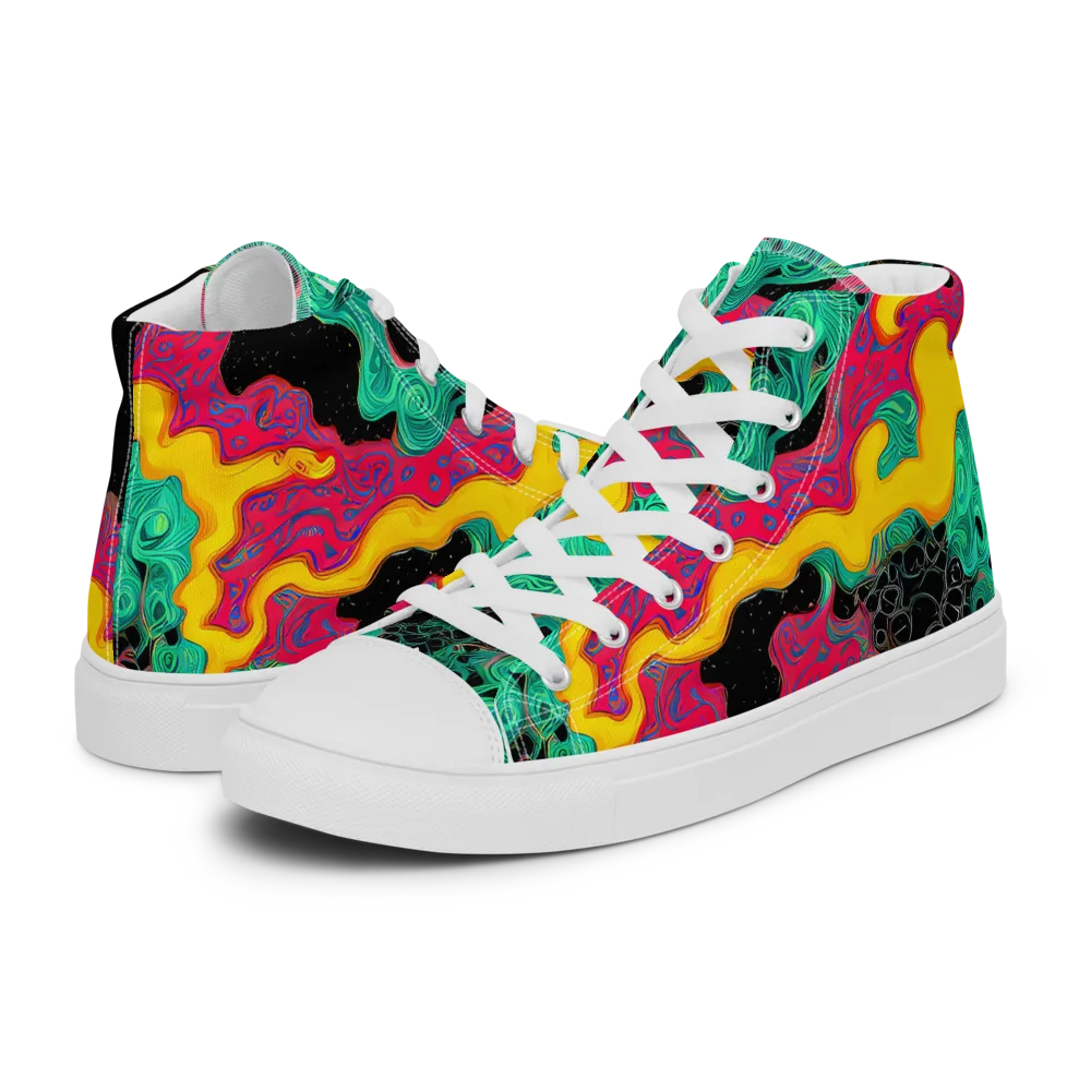 Electric Malachite on Men's High Top Canvas Shoes — Left